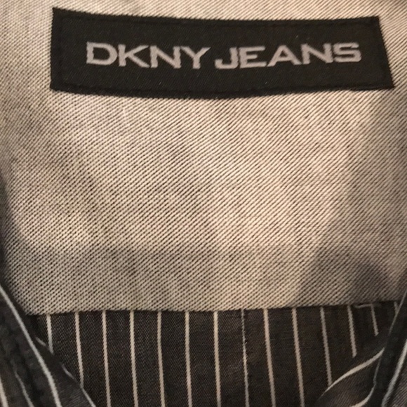 DKNY jeans dark grey striped buttondown sz large - Picture 2 of 3